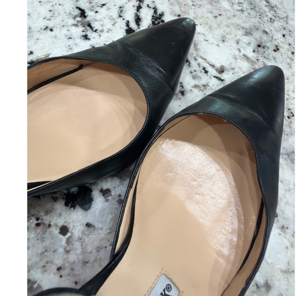 Manolo Blahnik Black Leather Slingback Kitten Heel Pumps Size 37 US 6.5–7 Italy - Picture 9 of 14